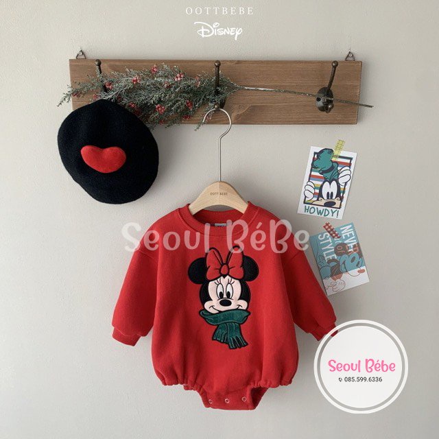 Bộ suit Mickey Minnie hoạ tiết Noel hãng Oottbebe made in Korea