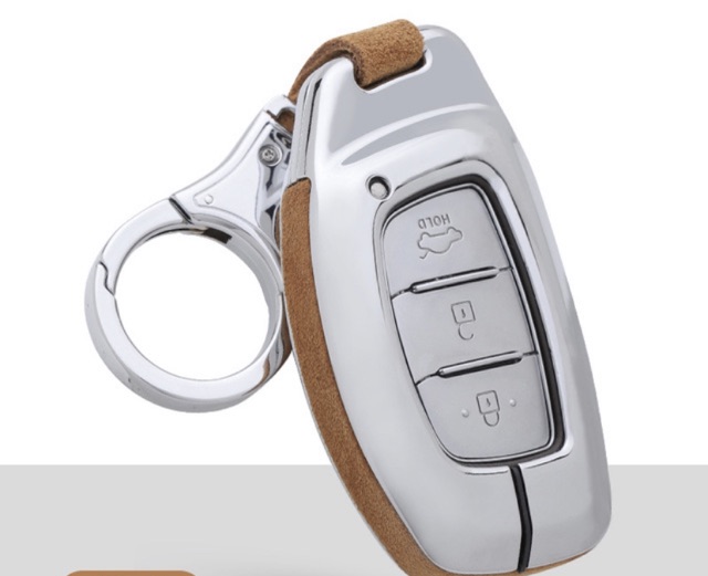 Ốp khóa kim loại kết hợp da Xe Hyundai Tucson, I10, Elantra.....Bao da chìa khóa hyundai