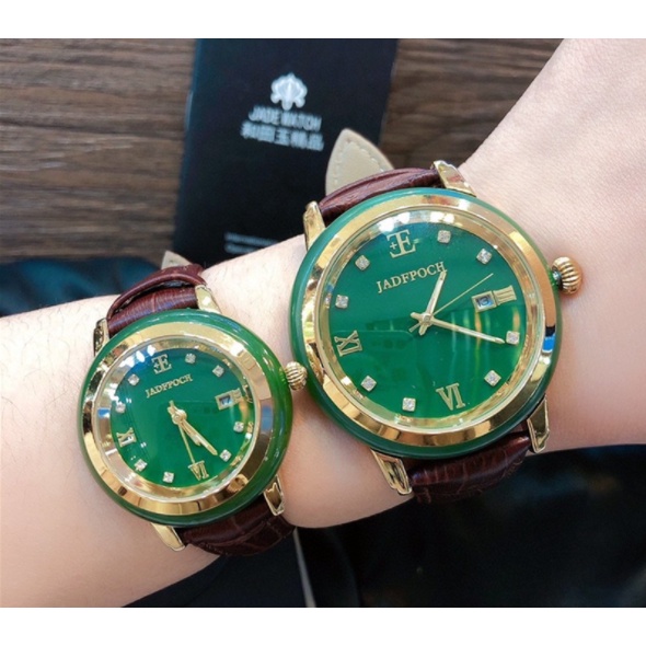 Đồng Hồ Đôi Nam Nữ Mặt Ngọc Bích Nhập Khẩu Chính Hãng Nhật Bản - Đồng hồi đôi cao cấp, sang trọng