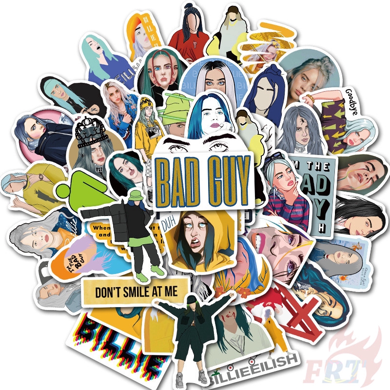 ❉ Billie Eilish Series 01 - Pop Singer Superstar Stickers ❉ 50Pcs/Set DIY Fashion Mixed Doodle Decals Stickers