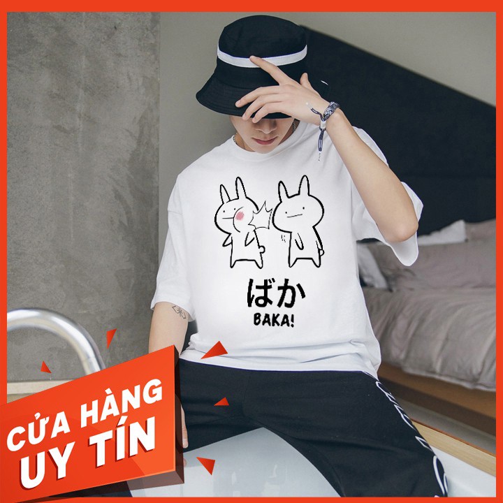 [Video thật] Áo thun tay lỡ Baka Unisex [ áo thun tay lỡ unisex nam nữ đều mặc được]