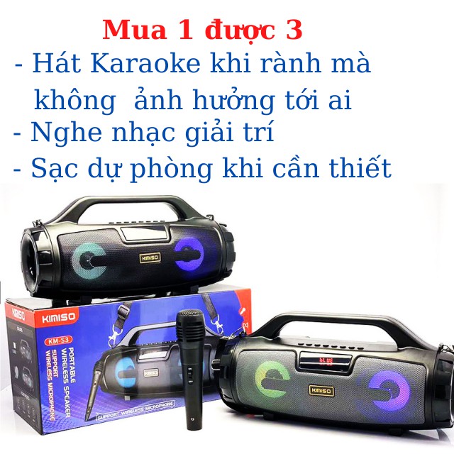 [ BH12 Tháng, Tặng Micro Hát Karaoke ] Loa Bluetooth KIMISO KM-S3BÁN CHẠY Loa Hát Karaoke Kết Nối Điện Thoại Máy Tính