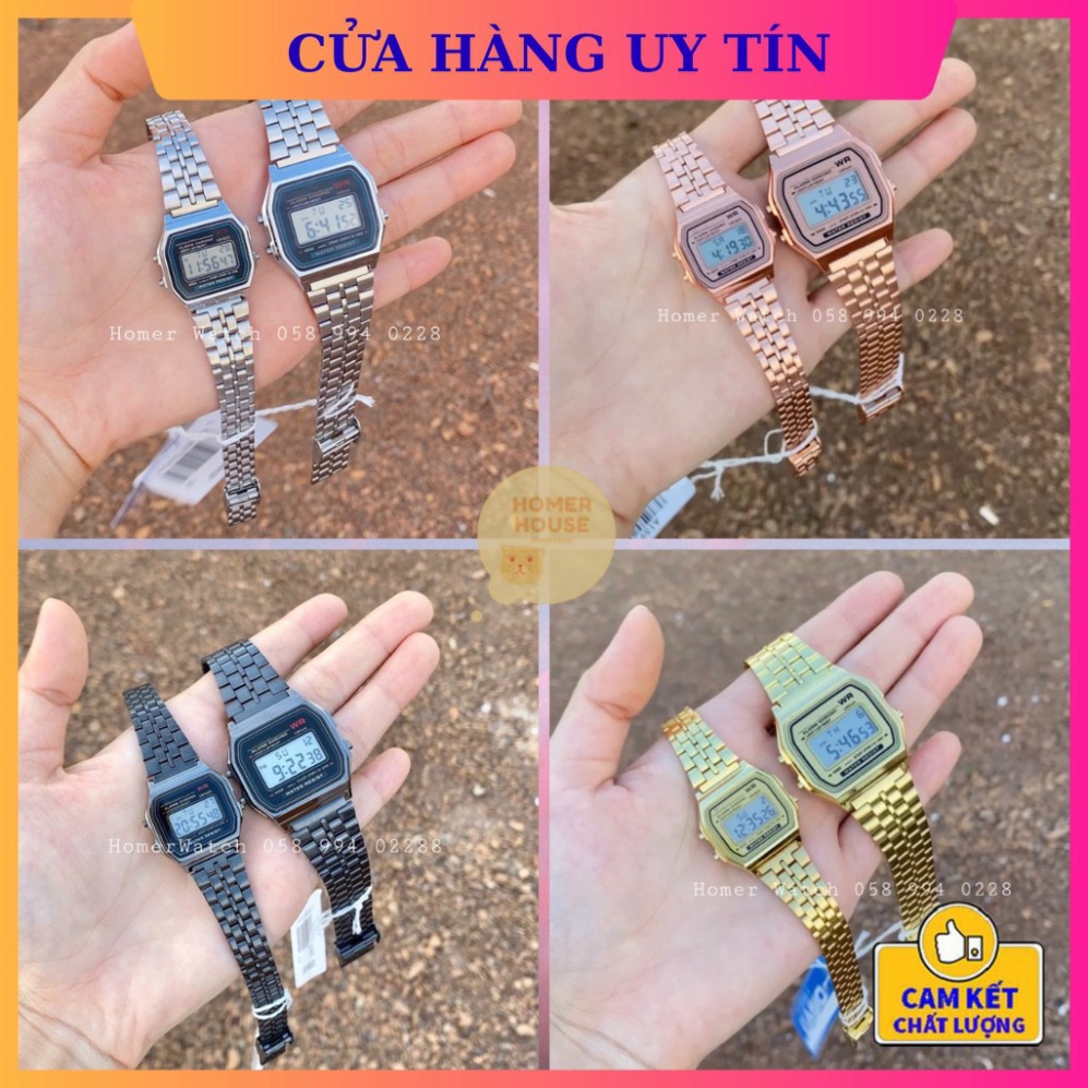 Đồng Hồ Điện Tử Đeo Tay Cặp Đôi Nam Nữ Casio WR A159 Thể Thao Mặt Vuông Đẹp Chính Hãng Cao Cấp, Sang Trọng -
