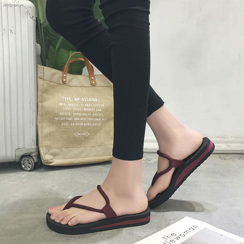 ❃ new simple non-slip flat bottom ladies flip flops summer Roman sandals heel beach and slippers