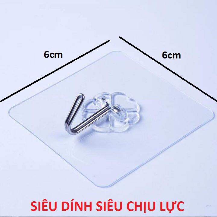 Móc dán tường siêu dính trong suốt chịu lực tốt, móc treo đồ tiện dụng 6x6 cm - HMC