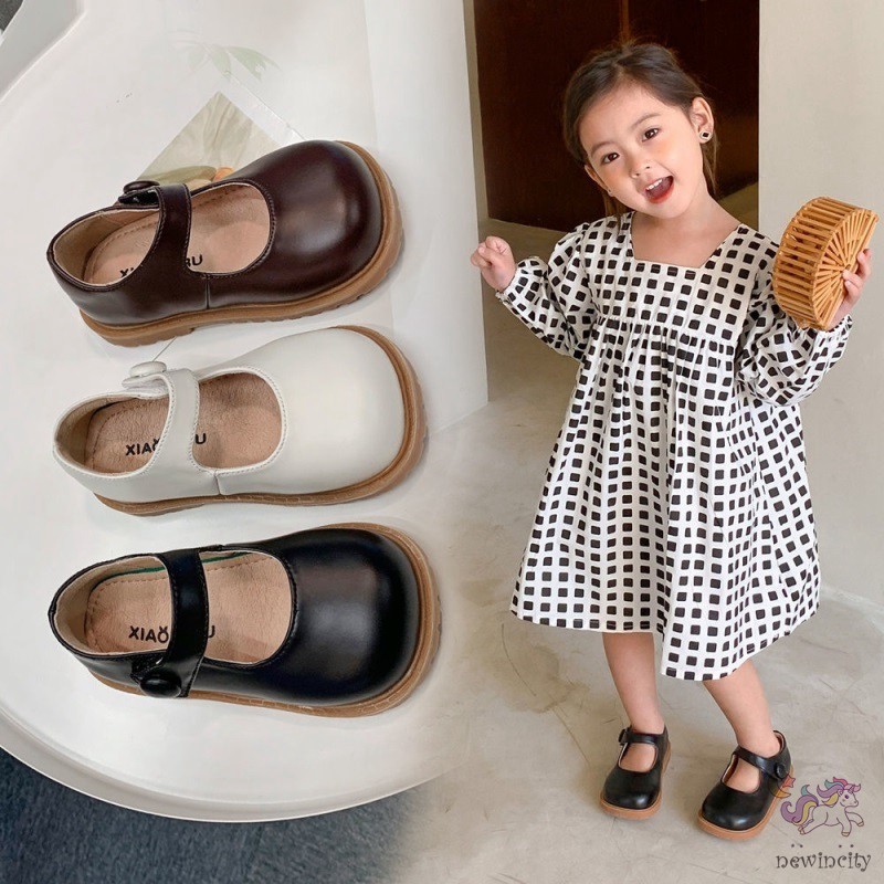 Giày da đế mềm mại phong cách Hàn Quốc retro thời trang dành cho bé gái