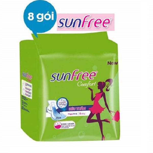 8 Gói Băng Vệ Sinh Sunfree Có Cánh 24cm