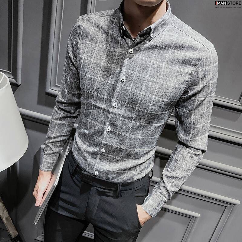 Áo Sơ Mi Nam Caro Dài Tay VẢI ĐŨI Cao Cấp, Sơ Mi Nam Hàn Quốc Công Sở Vải Đũi Bền ĐẸP, Thoáng Mát | BigBuy360 - bigbuy360.vn