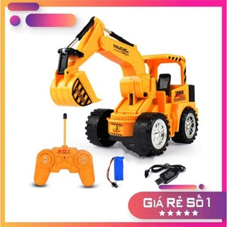 Đồ chơi xe cẩu máy múc điều khiển từ xa cho bé , có chế độ xúc đất , pin sạc được