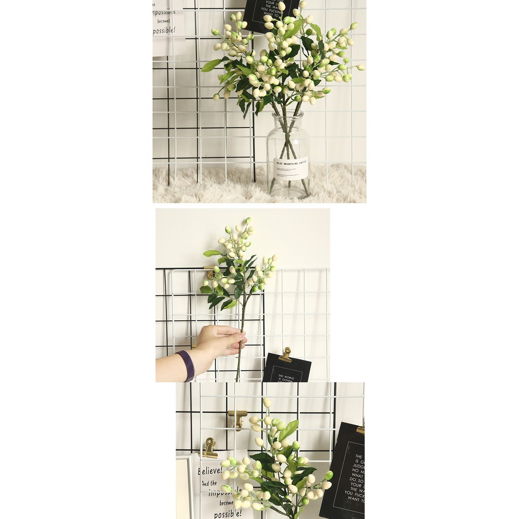 Hoa giả cành Berry OLIVE cao cấp nhập khẩu hoa decor trang trí hoa cô dâu