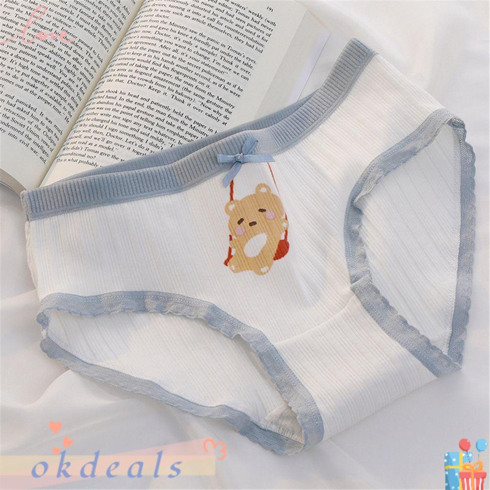 Quần Lót Cotton Lưng Vừa Họa Tiết Hoa Xinh Xắn Cho Nữ