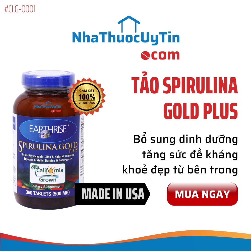 Tảo Mặt Trời Spirulina Gold Plus chính hãng nhập khẩu Mỹ tăng cường sức đề kháng tự nhiên 360 viên