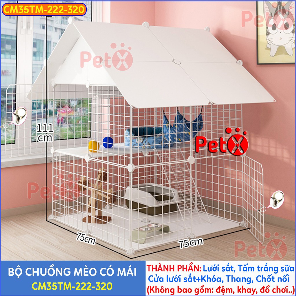 Chuồng mèo 3 tầng, 2, 4 tầng giá rẻ đẹp PetX lắp ghép đa năng đơn giản với lưới sắt sơn tĩnh điện nuôi thú cưng, thỏ, bọ