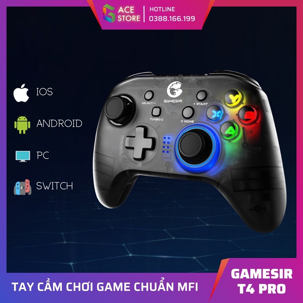 Gamesir T4 Pro | Tay cầm chơi game chuẩn MFI, 6 Axies Gyro hỗ trợ iOS, Android, PC, Switch