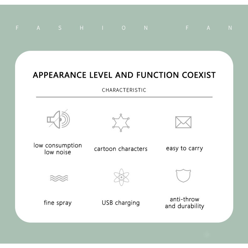 A-LIFE Quạt Phun Sương nano Mini Cầm Tay 2 Trong 1 Để Bàn Yên Tĩnh Dưỡng Ẩm Sạc USB