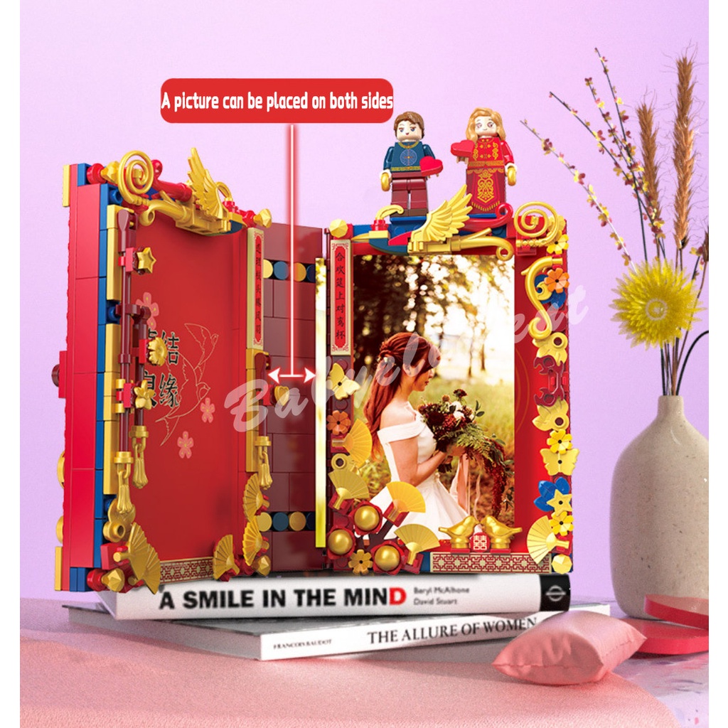 Nhật Ký Tình Yêu Trung Quốc Khung Ảnh Cưới Xếp Hình Khối Xây Dựng Sách Mô Hình DIY Trang Trí Đồ Chơi Dành Cho Người Lớn Trẻ Em Quà Tặng