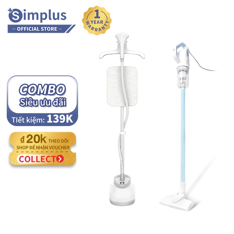 Combo Bàn ủi đứng Simplus công suất cao 1800w + Máy ​​hút bụi 16000Pa