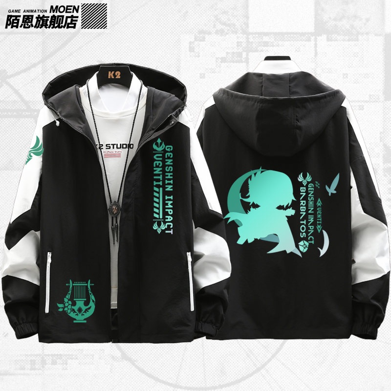 Áo Khoác Hoodie In Hình Game Barbatos Venti Genshin Impact Game Aeolus 2D Thời Trang Unisex