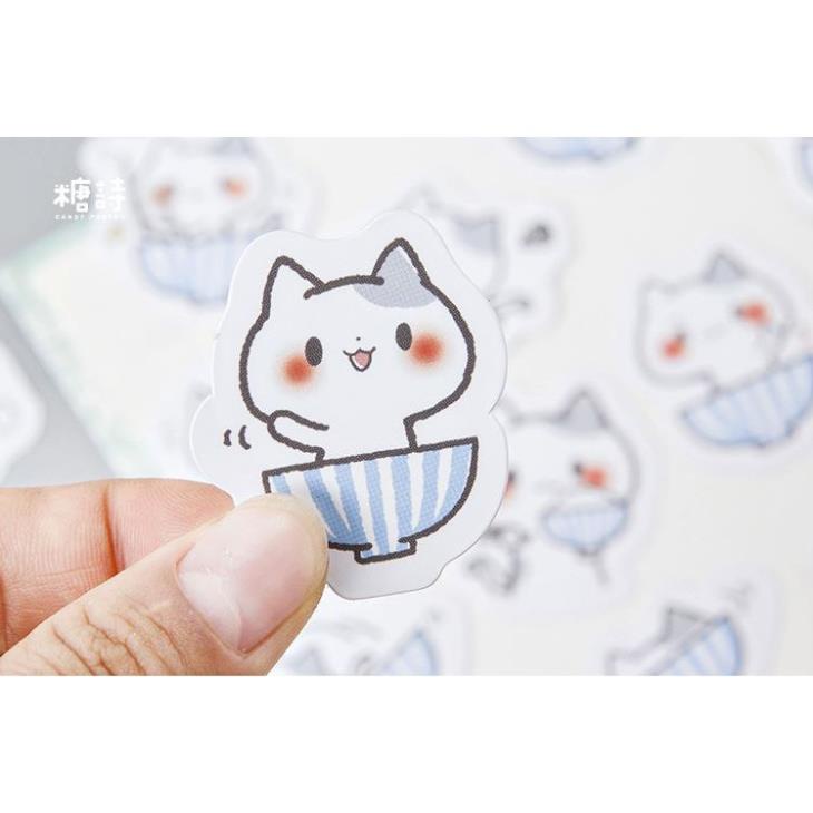 Bộ 45 Sticker Hàn Quốc hình Mèo Tinh Nghịch dán trang trí E07