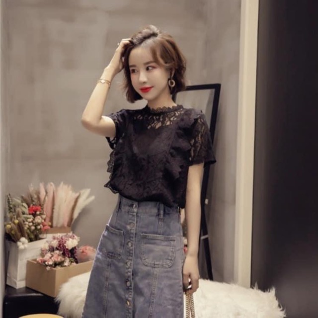 Áo sơmi phối ren nữ