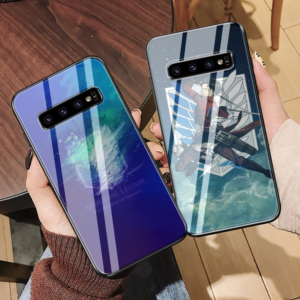 Ốp Lưng Kính Cường Lực In Hình Anime Attack On Titan Cho Samsung Galaxy A10 A20 A30 A40 A50 A60 A70 A51 A71 A81