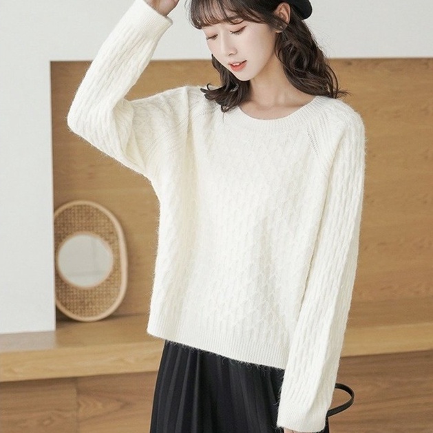 Áo len ZHELIHANGFEI dài tay dáng rộng phong cách học đường thời trang dành cho nữ