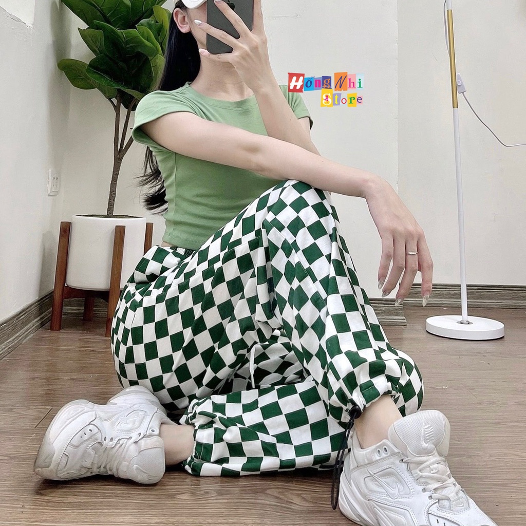 Quần Jogger 3D Ulzzang Unisex Jogger Caro Loang Màu Dây Rút Lai Ống Rộng - MM