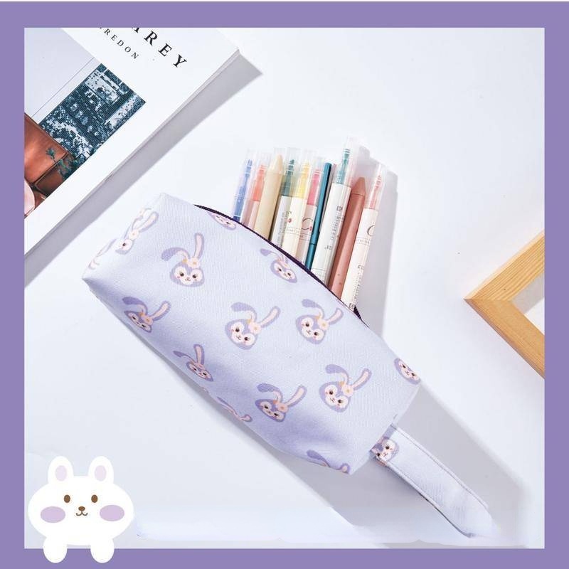 Stella lou Túi Đựng Bút Bằng Vải Bạt Họa Tiết Thỏ Hoạt Hình Dễ Thương Sức Chứa Lớn Đa Năng Cho Học Sinh Ốp