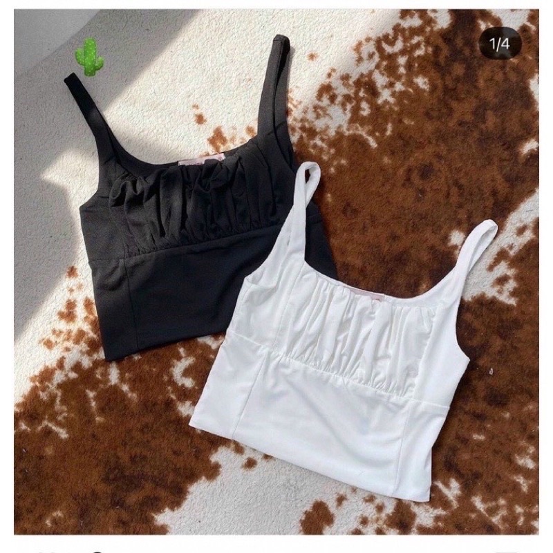 Áo 2 dây bản to nhún ngực thun borip - alohashop91