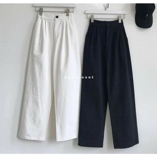 Quần ống rộng vải kaki thô đẹp 2 màu trắng đen🦝