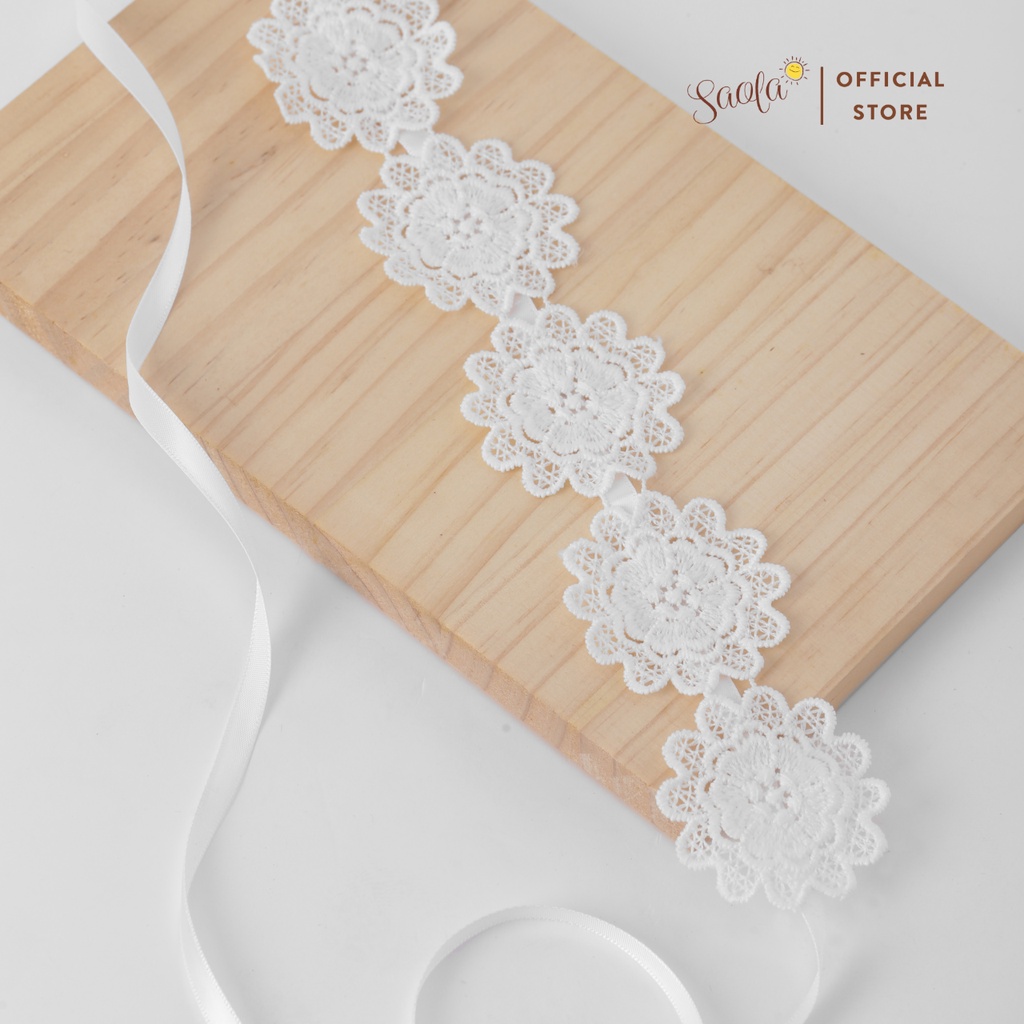 Dây Băng Đô Buộc Tóc Kết Nơ Thêu Nổi Phong Cách Hàn Quốc - HB009 - SAOLA CLOTHING