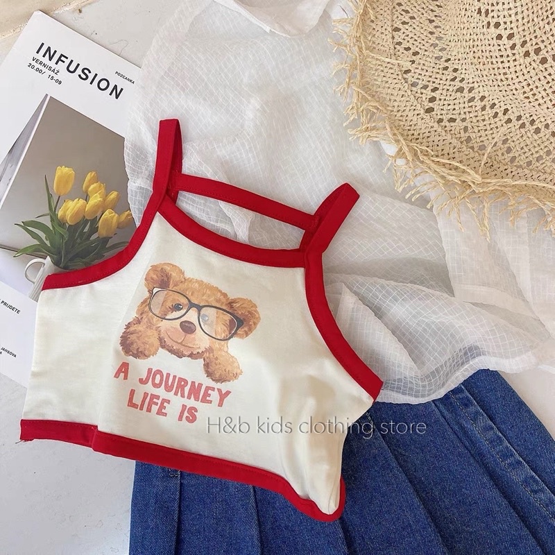 [SET BÉ GÁI] Bộ cotton co giãn chân váy jean cho bé gái