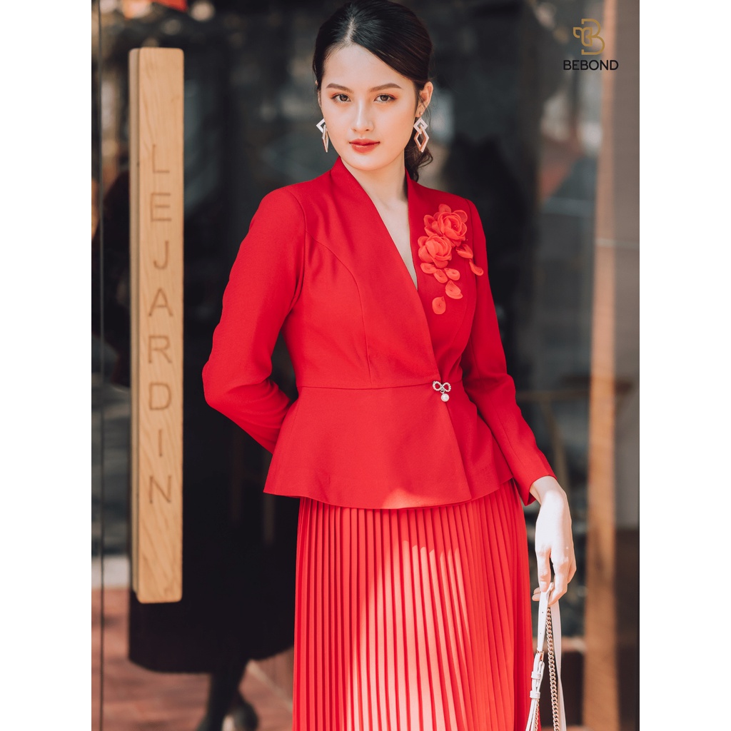 Set Áo Vest Chân Váy Nữ Màu Đỏ BEBOND Phong Cách Thời Trang Hàn Quốc Cùng Chất Liệu Vải Cao Cấp BBS06 | BigBuy360 - bigbuy360.vn