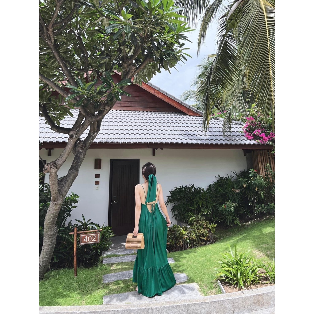 Váy maxi 2 dây hở lưng kèm turban V680 SUSTORE