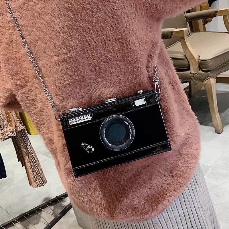 [HÀNG SẴN]Túi xách đeo chéo nữ hình hộp máy ảnh kem ảnh thật