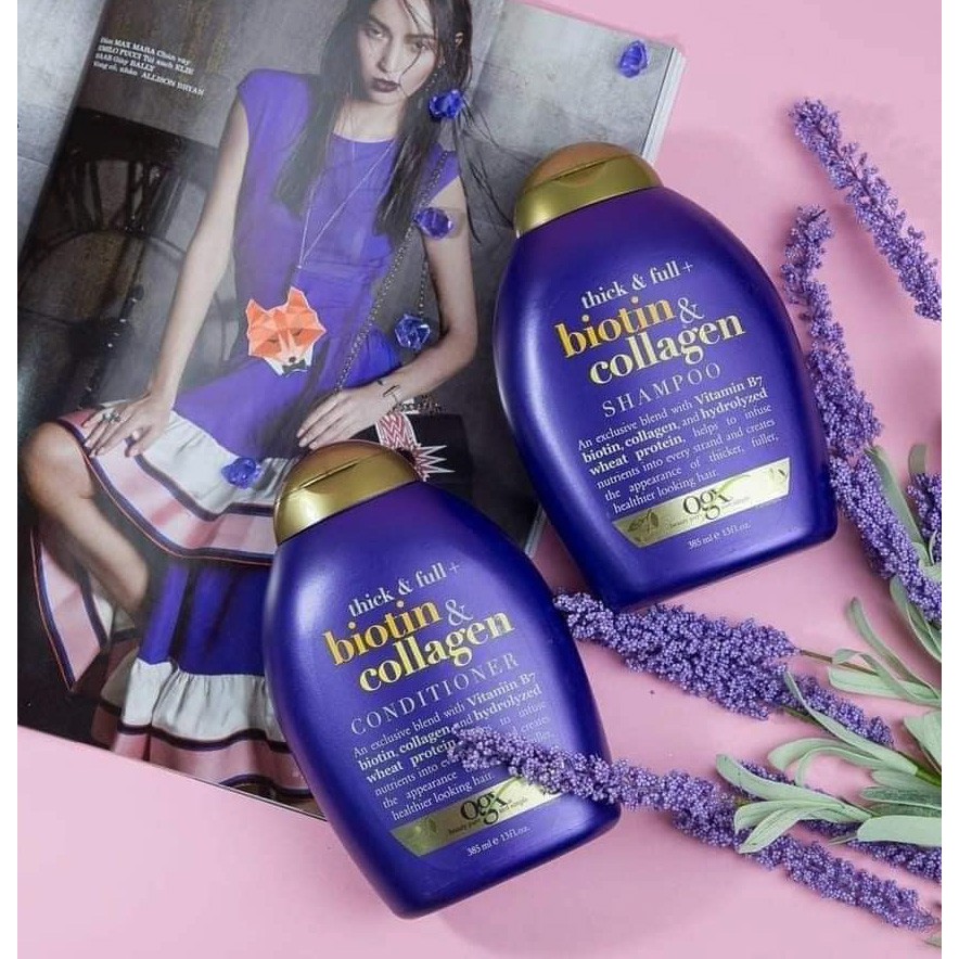 BỘ DẦU GỘI VÀ XẢ BIOTIN & COLLAGEN OGX, 385 ml - Xách tay Đức ( đặc và thơm hơn hàng MỸ )