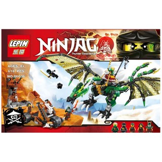 Lego Ninjago LEPIN 06036 rồng xanh lá của Lloyd 618 khối (lego 70593)