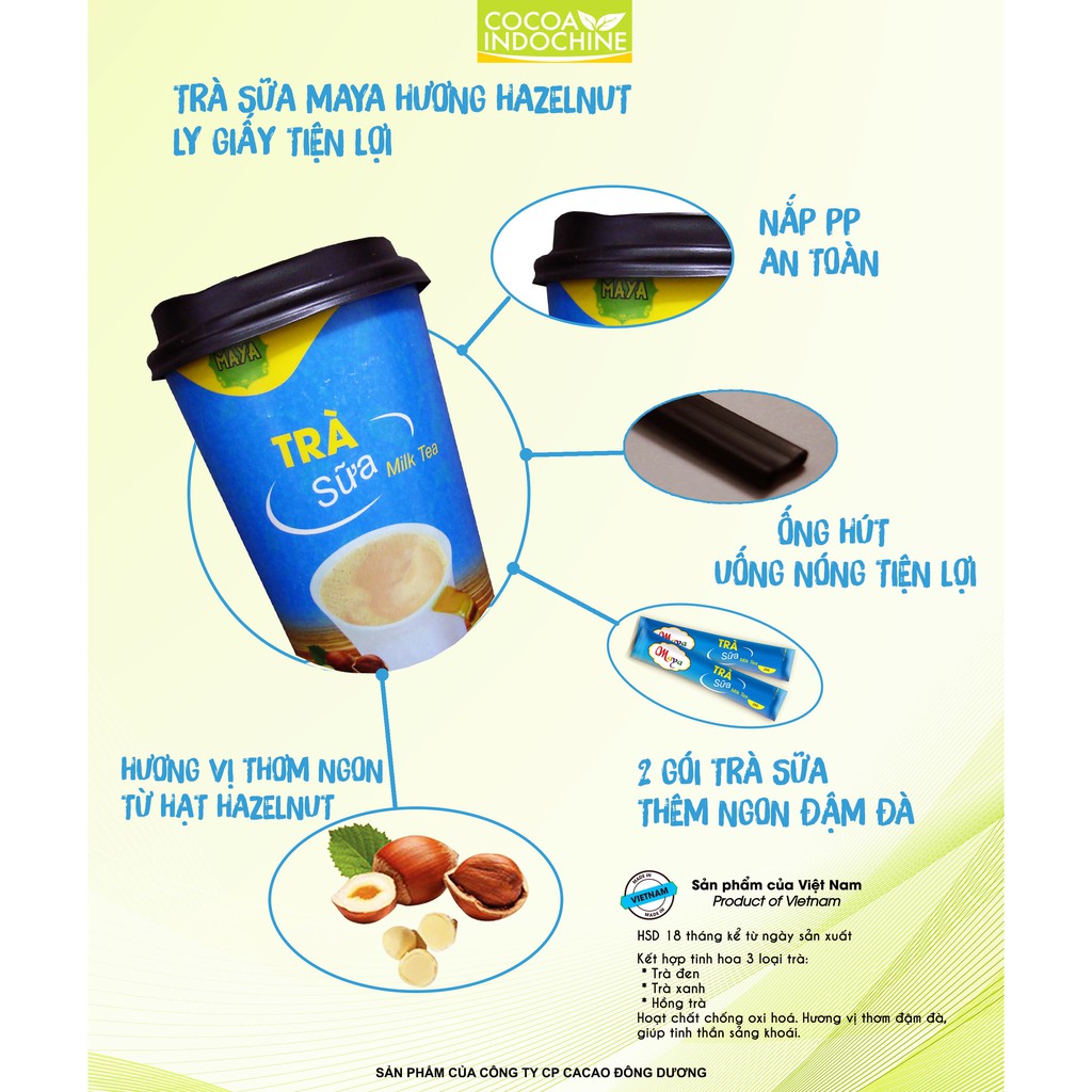 Trà sữa MAYA - HƯƠNG HAZELNUT (LY GIẤY tiện dụng)