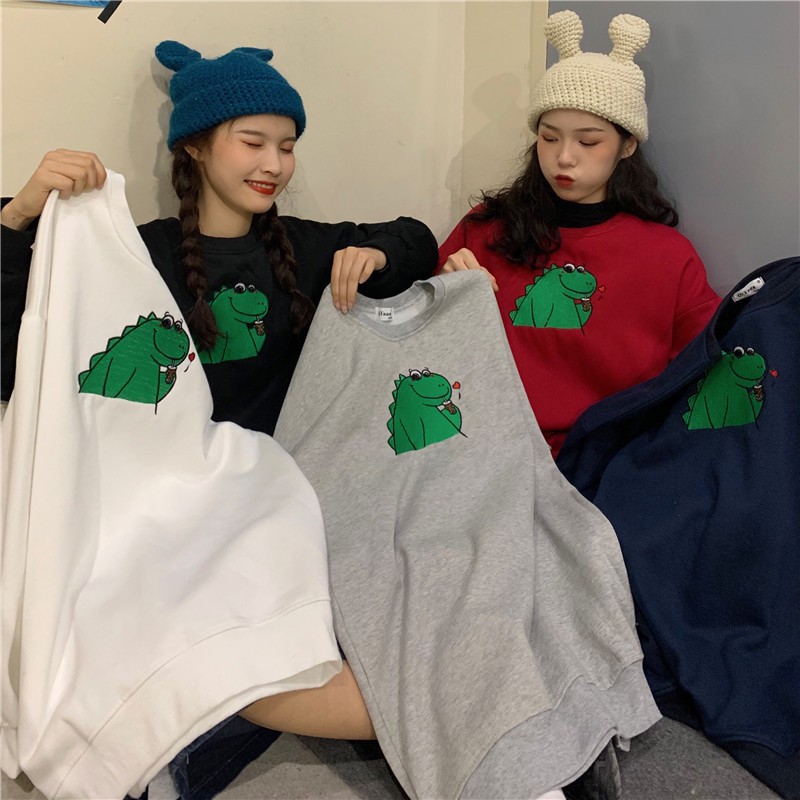 Áo sweater khủng long xanh tham ăn A073