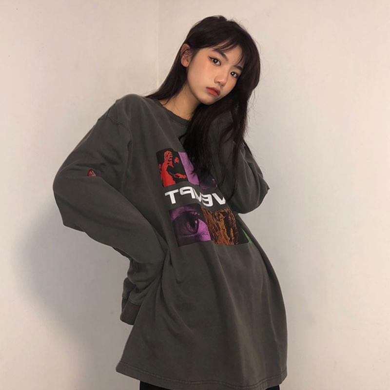 Áo Sweater Tay Dài Dáng Rộng Phong Cách Vintage Mỹ Dành Cho Nữ | BigBuy360 - bigbuy360.vn