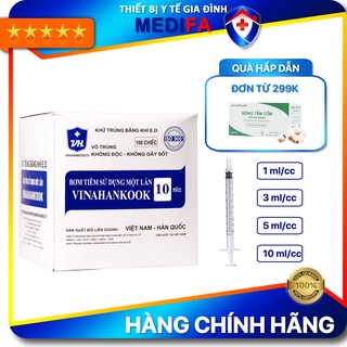 [Hộp 100 chiếc] Bơm tiêm y tế Vinahankook (1ml, 3ml, 5ml, 10ml)