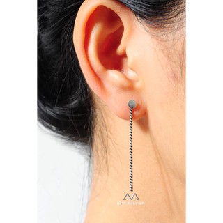 BÔNG TAI BẠC 925 NỤ SỢI XOẮN DÀI
