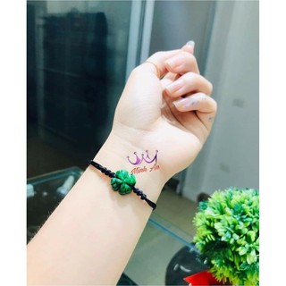 VÒNG TAY CHỈ ĐỎ CỎ 4 LÁ NGỌC SƠN THỦY MAY MẮN