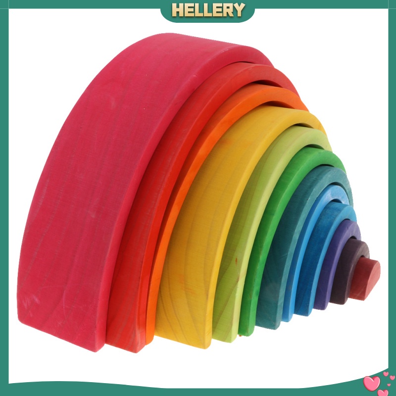 Bộ Đồ Chơi Đường Hầm Xếp Chồng Bằng Gỗ Màu Cầu Vồng Cho Bé