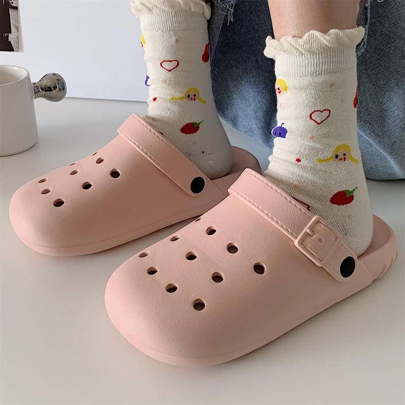Dép crocs xixitiao màu trơn bằng eva êm nhẹ đế mềm chống trượt đục lỗ thoáng khí unisex