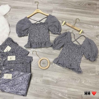 Áo Kẻ chun hai dây đan sau lưng