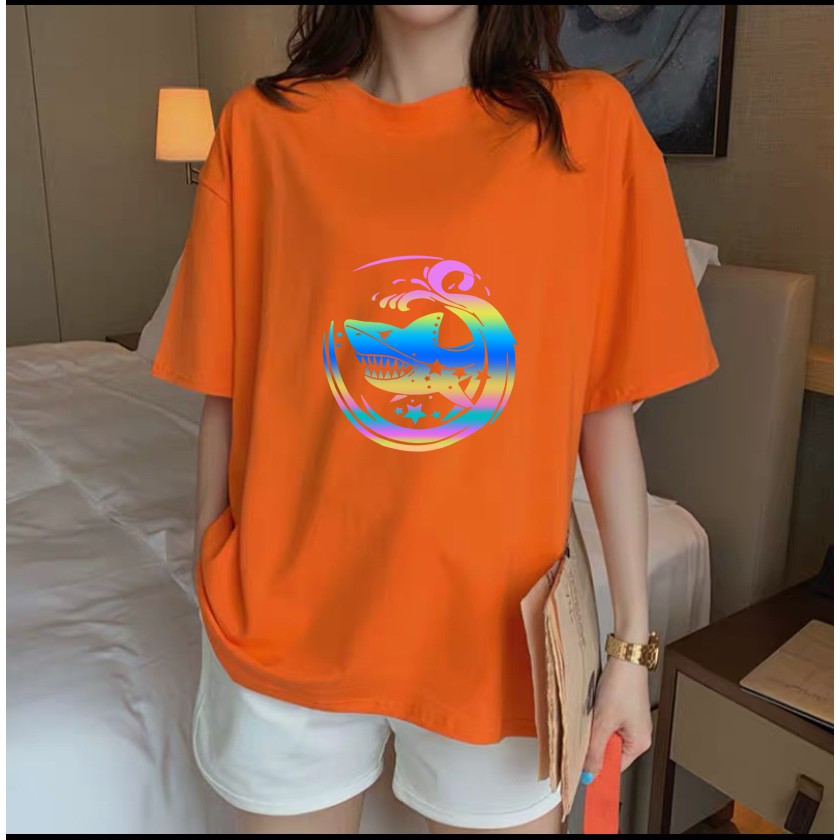 Áo thun unisex dạ quang - Áo thun phản quang hình cá mập in cao cấp