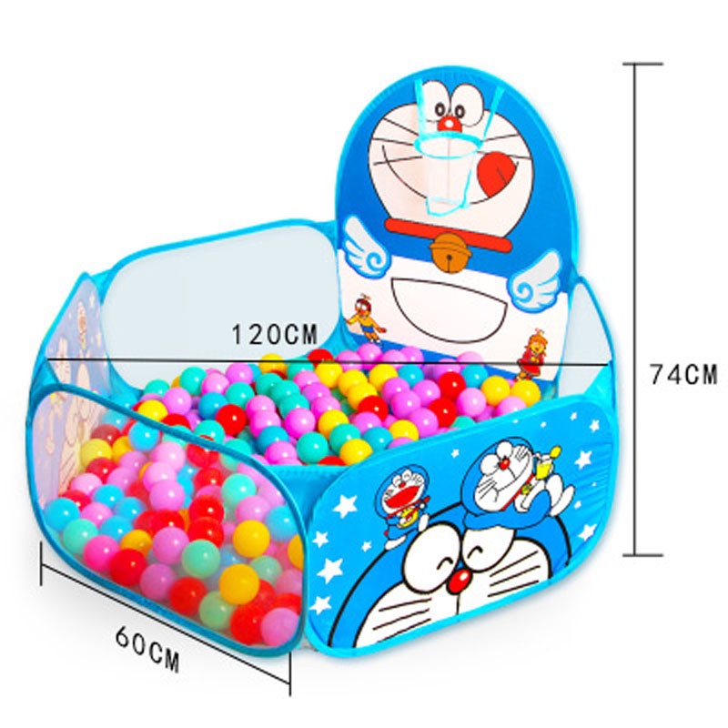 Lều Bóng Nhà Banh Lều Chơi Trẻ Em Đoremon, Kitty , Hươu Có Rổ Ném Tặng Kèm 50 Trái Banh