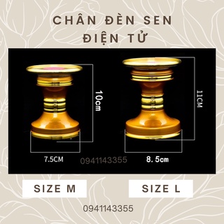 Chân Đèn Nến Điện Tử Hoa sen pha lê dùng trang trí, thờ cúng