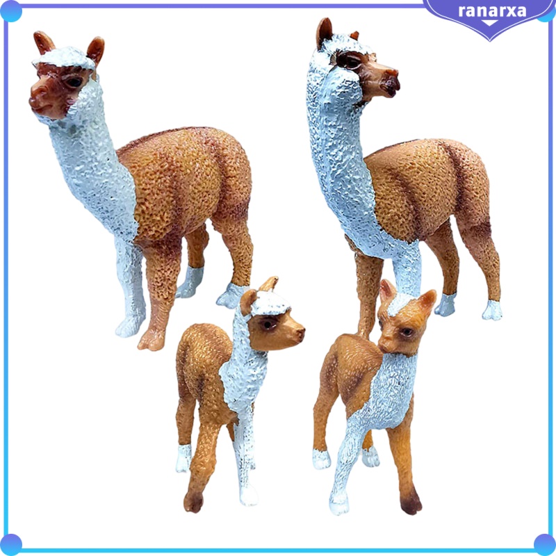 Farm Zoo Animals Figures Toys Realistic Wild Zoo Animals Alpaca Figurines PVC Animals Playset with Alpaca Mom, Alpaca Daddy and Alpaca babies Set of 4